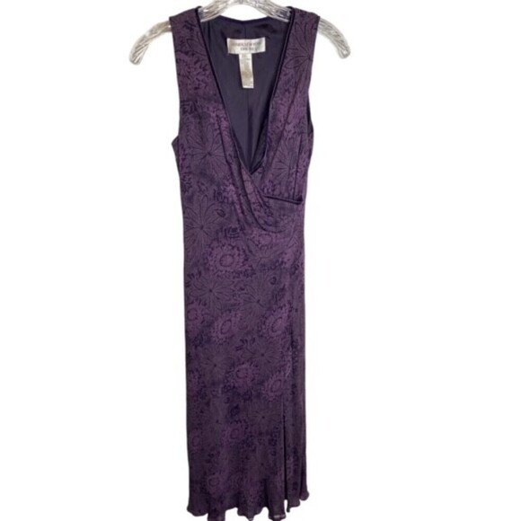 Jones New York sleeveless Deep Purple flower print dress Sz 6 EUC - Picture 1 of 4
